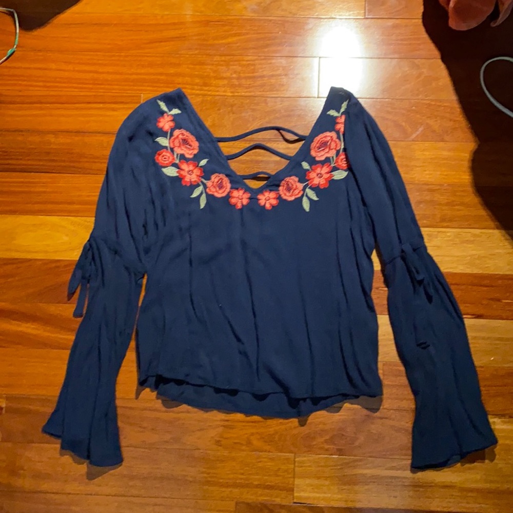 Hollister embroidered long sleeve top